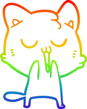 gökkuşağı gradyan çizgi çizimi bir insan tarafından çizilmiş bir çizgi film kedisi
