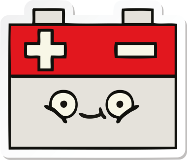 Bir insan tarafından çizilmiş şirin bir araba aküsünün çıkartması.