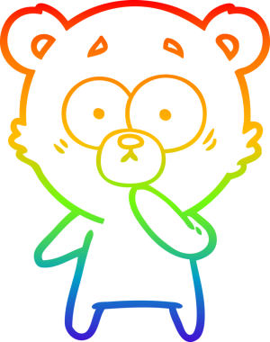 Sinirli bir kutup ayısı karikatürünü çizen gökkuşağı gradyanı.