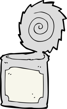 Bir insan tarafından çizilmiş açık teneke kutu.