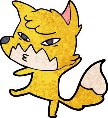 Bir insan tarafından çizilmiş akıllı çizgi film tilkisi.