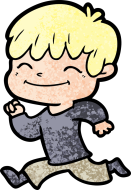 Bir insan tarafından çizilmiş mutlu çocuk çizgi filmi.