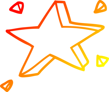 Bir insan tarafından çizilen sarı yıldızların sıcak çizgi çizimi