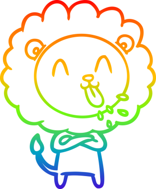 gökkuşağı gradyanı çizimi bir insan tarafından çizilmiş mutlu bir karikatür aslanı