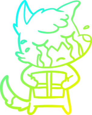 Ağlayan bir tilki çizgi filminin insan eliyle çizilmiş soğuk gradyan çizimi.