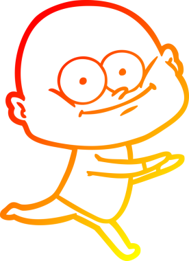 Bir insan tarafından çizilmiş kel bir adamın sıcak çizgi çizimi.