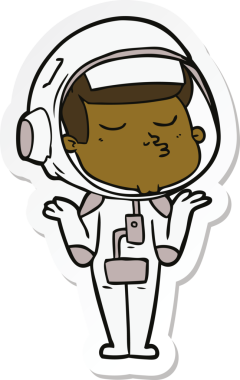 Bir insan tarafından çizilmiş kendine güvenen bir astronotun çıkartması.