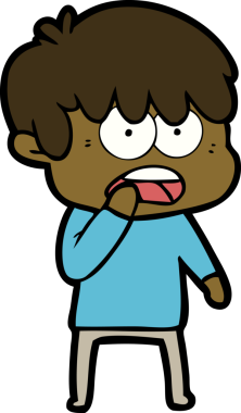 Bir insan tarafından çizilmiş endişeli çizgi film çocuğu.