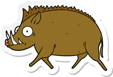 Bir insan tarafından çizilmiş vahşi bir domuzun çıkartması.