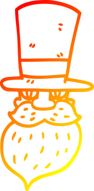 Bir insan tarafından çizilmiş silindir şapkalı bir adamın sıcak çizgi çizimi.