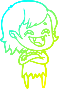 Bir insan tarafından çizilmiş gülen vampir kız çizgi filmi.