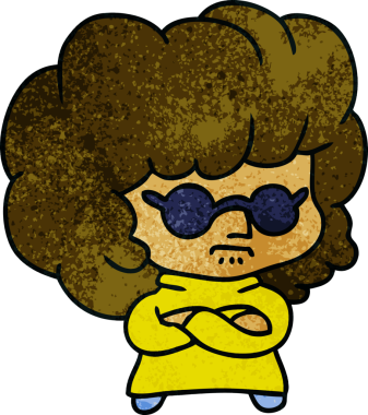 Bir insan tarafından çizilmiş bir kawai kadınının el yazısı çizimi.