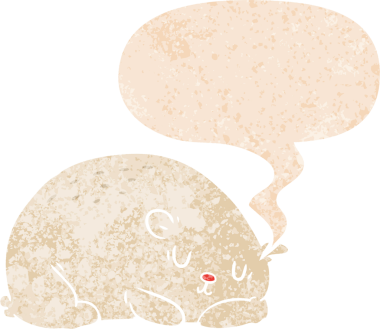 bir insan tarafından çizilmiş grunge sıkıntılı retro desenli konuşma baloncuğu ile çizgi film kutup ayısı