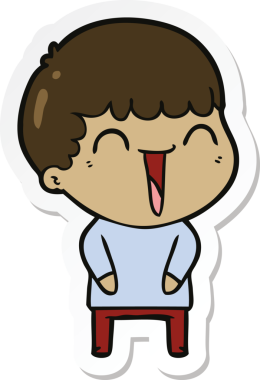 Bir insan tarafından çizilmiş mutlu bir adamın çıkartması.