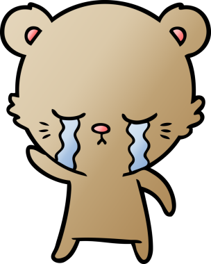 Bir insan tarafından çizilmiş ağlayan çizgi film ayısı.