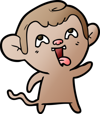 Bir insan tarafından çizilmiş çılgın çizgi film maymunu