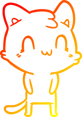 Bir insan tarafından çizilen mutlu çizgi bir kedinin sıcak gradyan çizimi