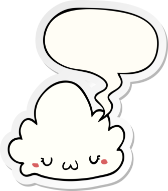 Bir insan tarafından çizilmiş baloncuk çıkartmalı şirin bir çizgi film bulutu.