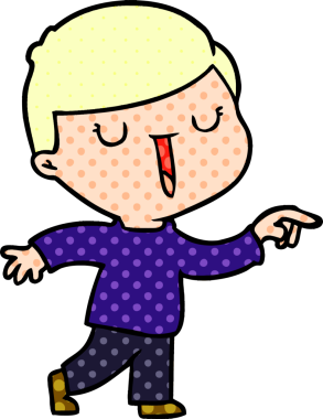 Bir insan tarafından çizilmiş mutlu çocuk çizgi filmi.