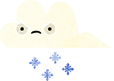 Bir insan tarafından çizilmiş bir kar bulutunun retro çizim tarzı karikatürü