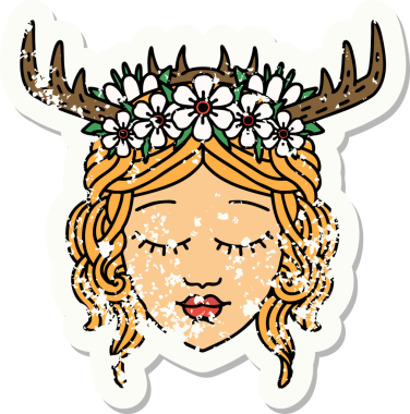 Bir insan tarafından çizilmiş bir Druid karakterinin grunge çıkartması.