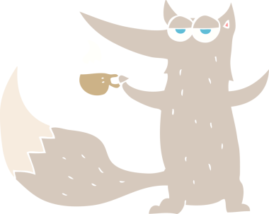 Bir insan tarafından çizilmiş kahve fincanı ile kurt resmi