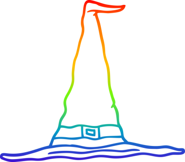 Gökkuşağı gradyan çizgi çizimi bir insan tarafından çizilmiş bir cadı şapkası