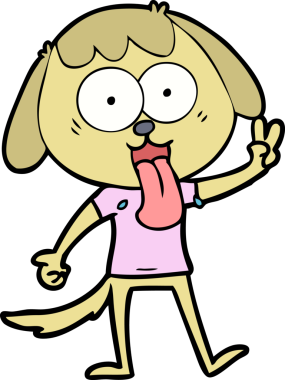 Bir insan tarafından çizilmiş şirin bir çizgi film köpeği.