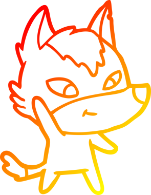 Bir insan tarafından çizilmiş dost canlısı bir kurt çizgi çizimi.