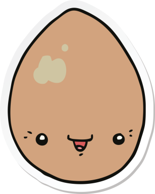 Bir insan tarafından çizilmiş karikatür yumurtasının etiketi.