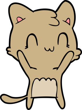 Bir insan tarafından çizilmiş mutlu bir kedi.