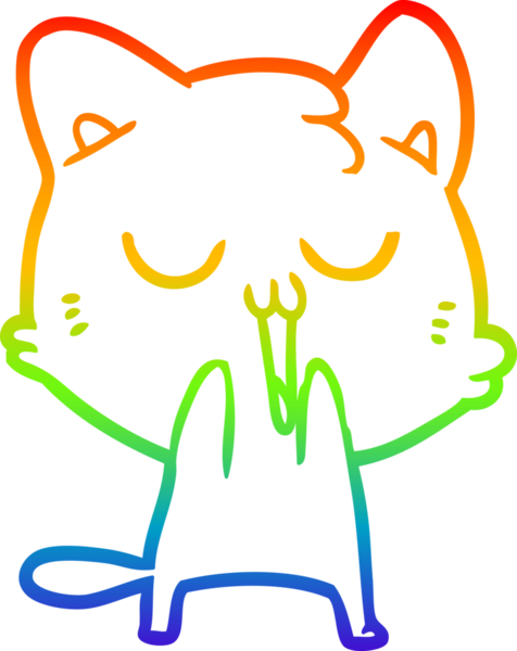 gökkuşağı gradyan çizgi çizimi bir insan tarafından çizilmiş bir çizgi film kedisi