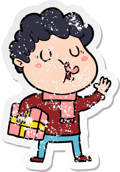 Bir insan tarafından çizilmiş bir çizgi film karakterinin sıkıntılı çıkartması.