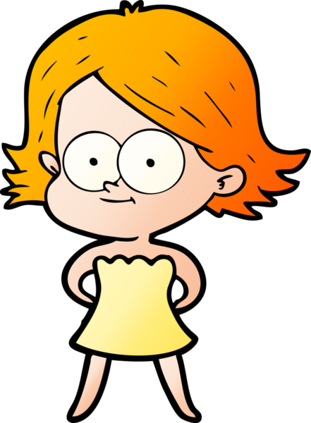 Bir insan tarafından çizilmiş mutlu çizgi film kızı.