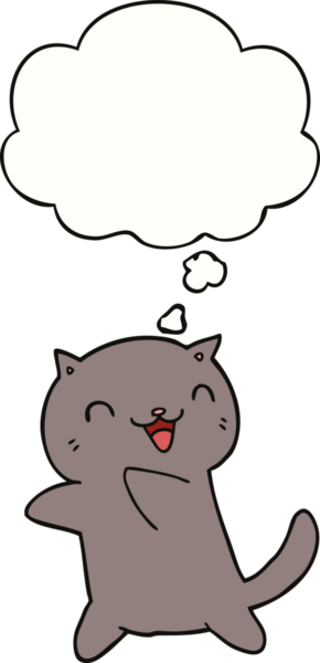 Bir insan tarafından çizilmiş düşünce kabarcığı olan çizgi film kedisi.