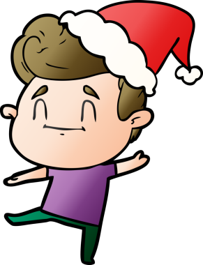 Bir insan tarafından çizilmiş Noel Baba şapkası giymiş bir adamın gradyan çizimi.