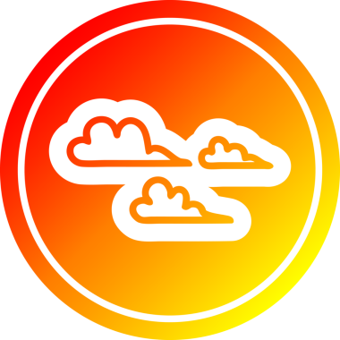 Bir insan tarafından çizilmiş sıcak eğimli hava bulutu dairesel simgesi