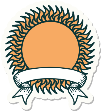 Bir insan tarafından çizilmiş güneş pankartıyla dövme stili.