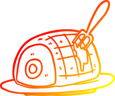 Bir insan tarafından çizilmiş pişmiş sığır eti tabağının sıcak eğimli çizimi