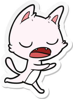 Bir insan tarafından çizilmiş konuşan kedi karikatürü.