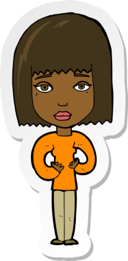 Bir insan tarafından çizilmiş kendini gösteren bir karikatür kadının çıkartması.