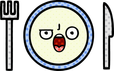 Bir insan tarafından çizilmiş yemek tabağının çizgi romanı.