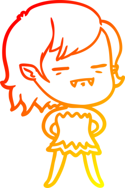 Bir insan tarafından çizilmiş ölümsüz vampir bir kızın sıcak çizgi çizimi