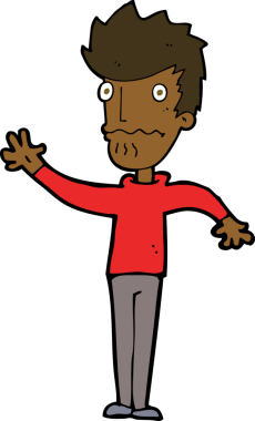 Çizgi film endişeli bir adam bir insan tarafından çizilmiş