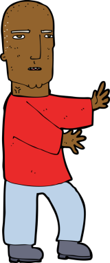 Bir insan tarafından çizilmiş sert adam çizgi filmi.