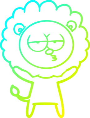 Bir insan tarafından çizilen ve canı sıkılan bir aslanın soğuk çizgi çizimi.