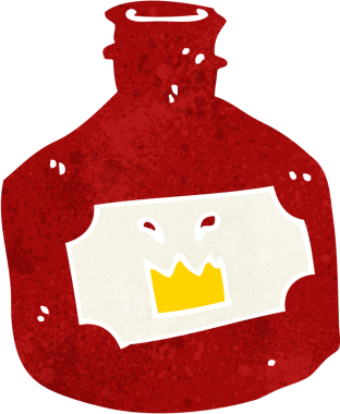 Bir insan tarafından çizilmiş eski bir şişe.