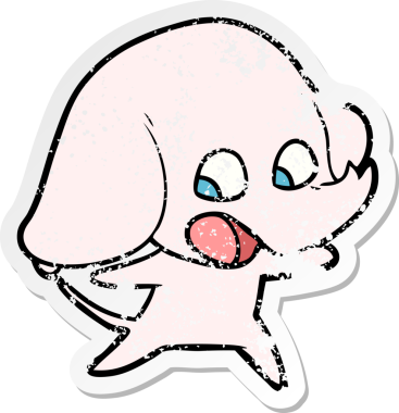 Bir insan tarafından çizilmiş şirin bir filin sıkıntılı çıkartması