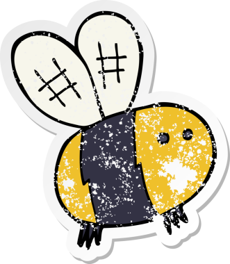 Bir insan tarafından çizilmiş karikatür arının sıkıntılı çıkartması.