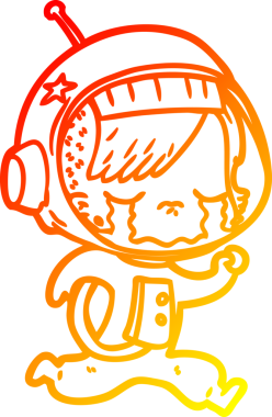 Bir insan tarafından çizilmiş, ağlayan astronot bir kızın sıcak çizgi çizimi.